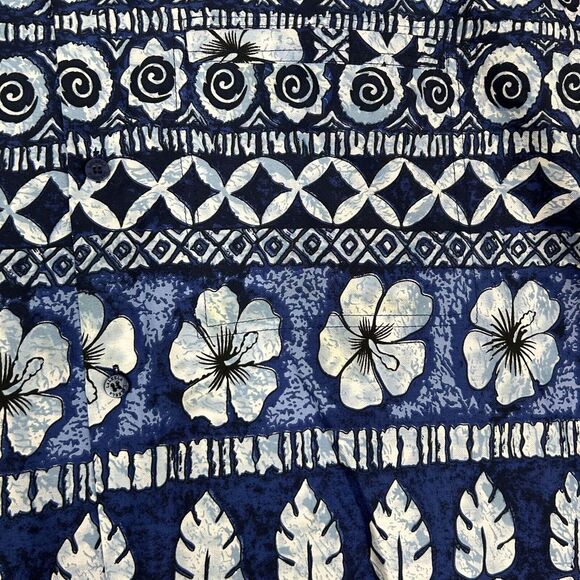 Happy Bay Shirt Men XL Blue Hawaiian Travel Button Up 100% Terivoile Lightweight - Picture 7 of 12